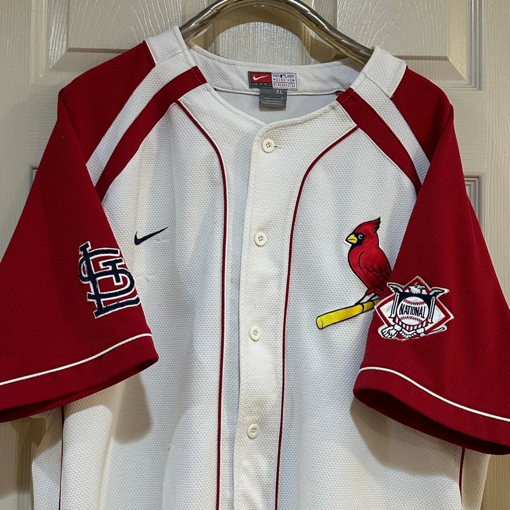 Nike St Louis Cardinals MLB Baseball Jersey Mens XL White Red Button Front Mesh